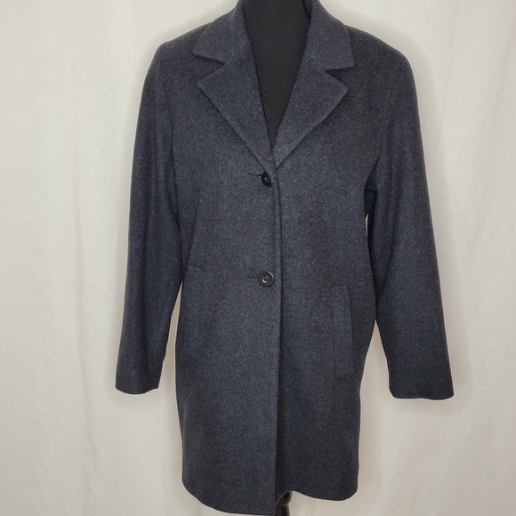 Kristen Blake Women's Wool Cashmere Blend Single Breasted Gray Top Coat - Size S - Picture 1 of 13